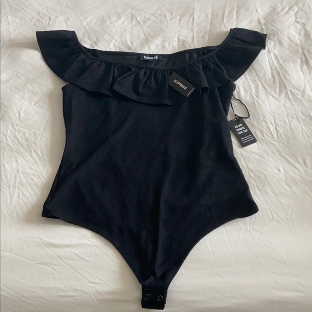 Ribbed Ruffle Off The Shoulder Bodysuit - NWT